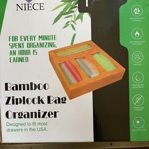 Bamboo Ziplock Bag Organizer - Natural Brown
